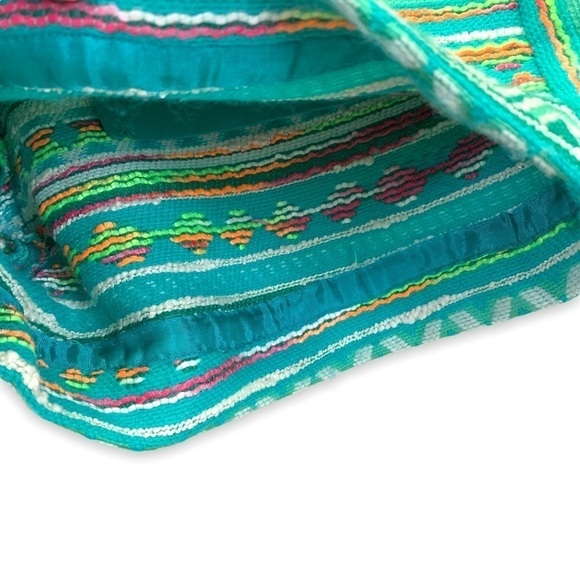 Anthropologie Shorts Womens 0 Green Teal Rainbow Aztec Embroidery Bohemian - Picture 6 of 11